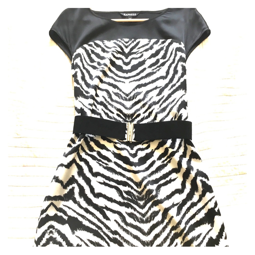 Express belted zebra dress
